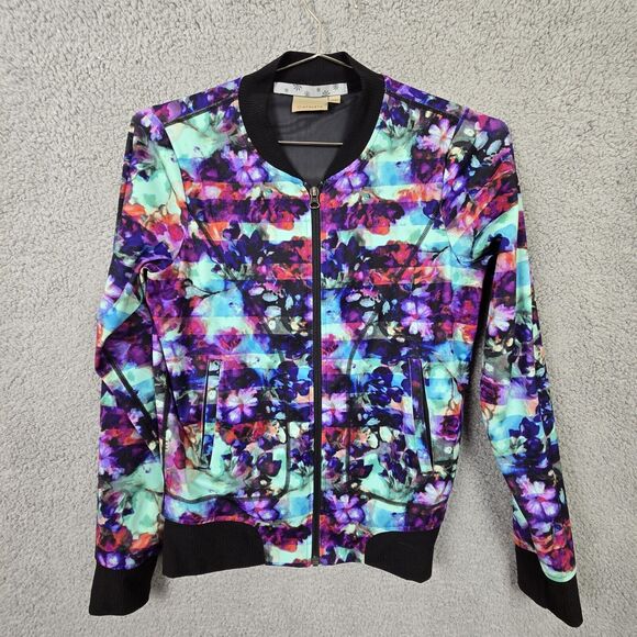 Athleta Floral Fade Bombtastic Bomber Jacket Size XS Extra Small - Picture 1 of 9